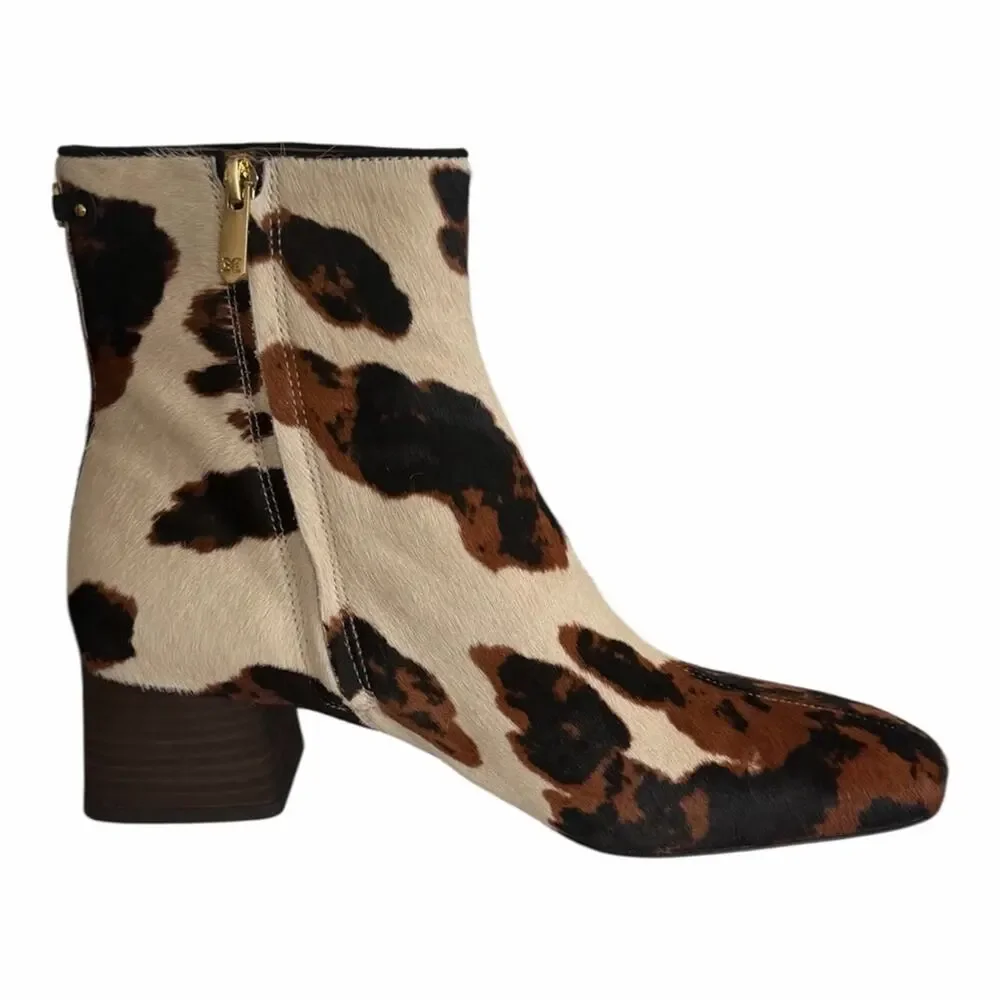 Sam Edelman PAIGE Calf Hair Cow Print Ankle Booties NIB Size 8.5